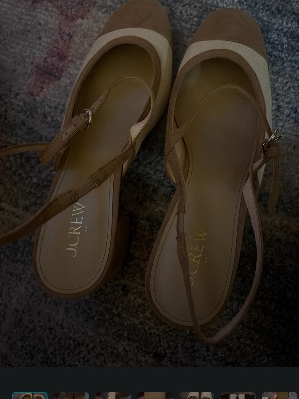 J. Crew Tan and Cream Slingback Heels